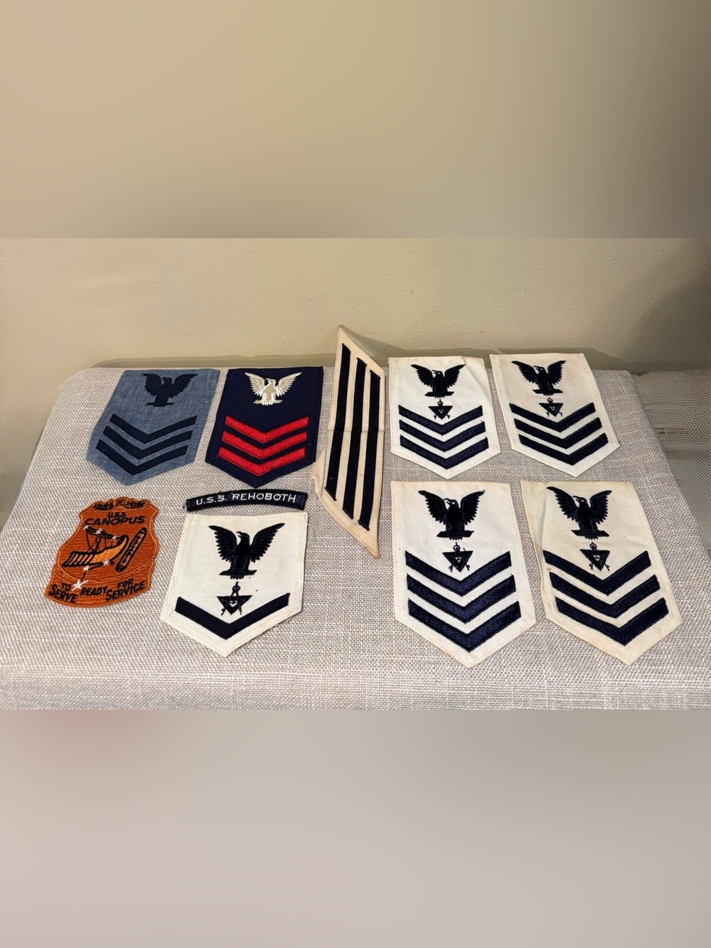 Vintage US Navy Uniform Patches Lot - USS Canopus, USS Rehoboth, Instrumentman